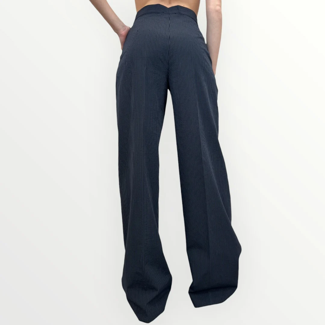 FERRONE - PANTALONE GESSATO A PALAZZO - Image 2