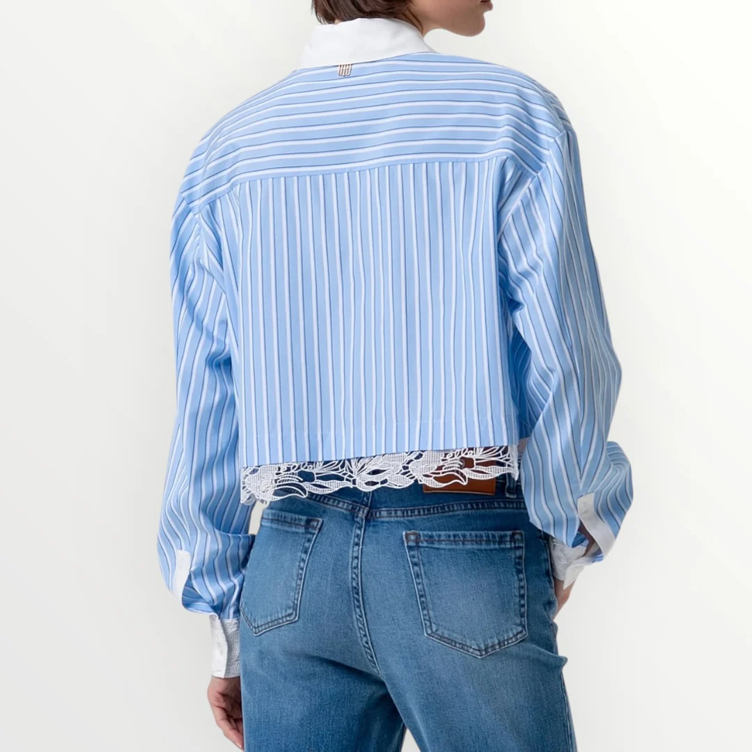 FRACOMINA - CAMICIA A RIGHE CROPPED - Image 2