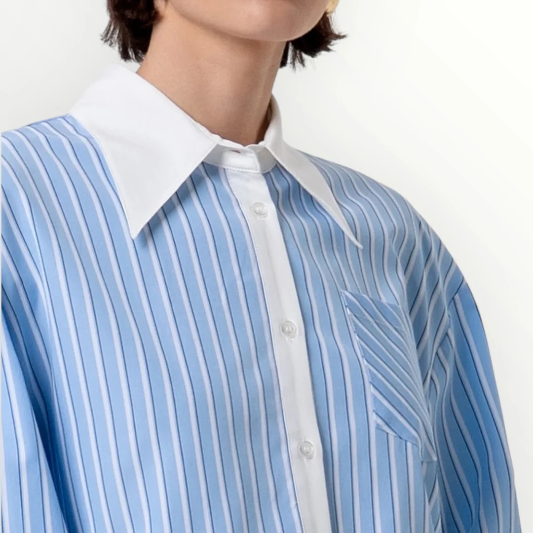 FRACOMINA - CAMICIA A RIGHE CROPPED - Image 3