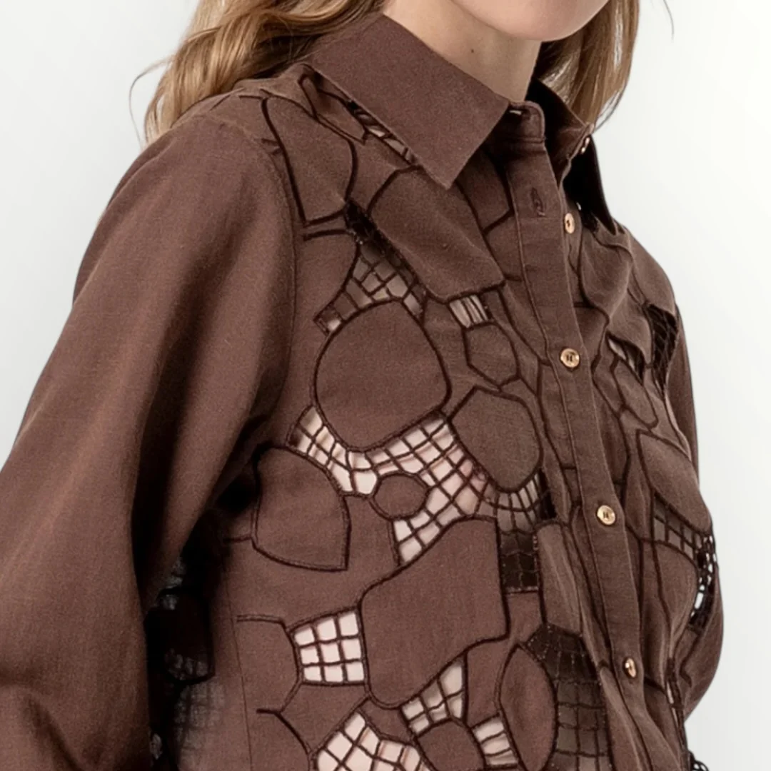 FRACOMINA - CAMICIA CON RICAMI IN LINO - Image 3