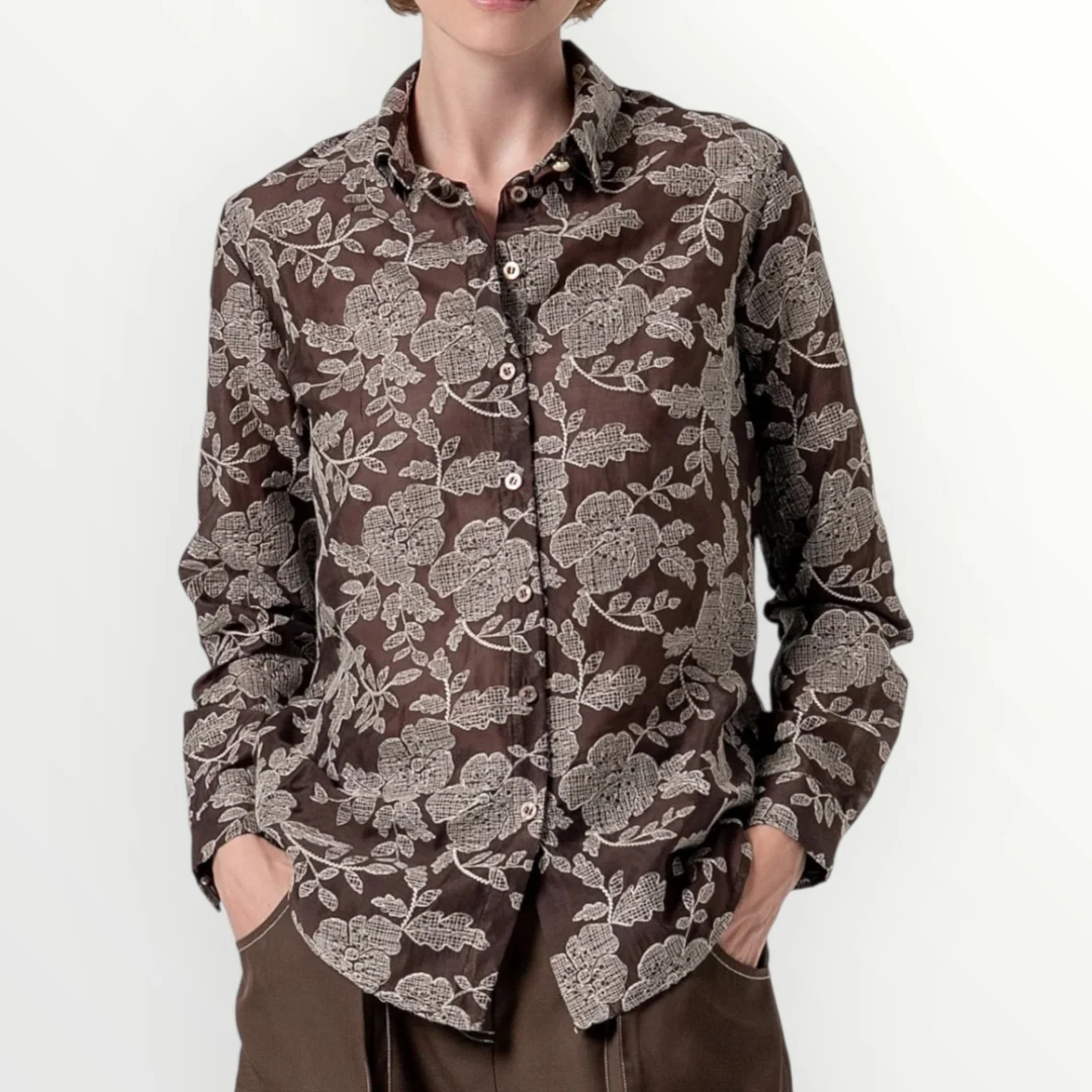 FRACOMINA - CAMICIA RICAMI FLOREALI