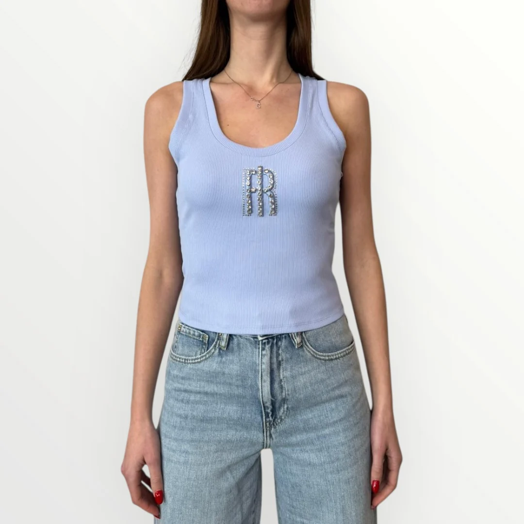 FRACOMINA - CANOTTA SLIM CON LOGO DI BRILLANTI