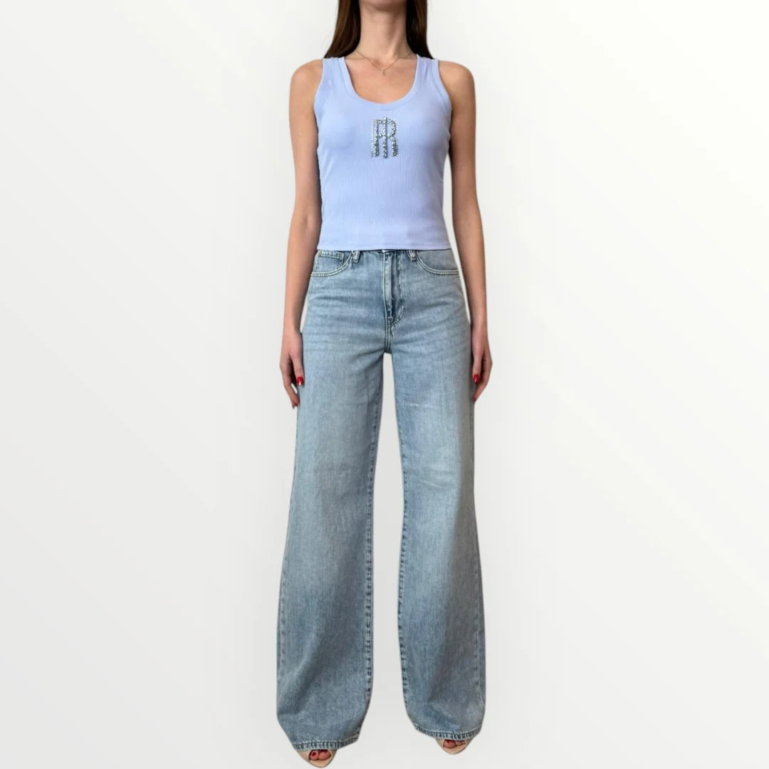 FRACOMINA - CANOTTA SLIM CON LOGO DI BRILLANTI - Image 4