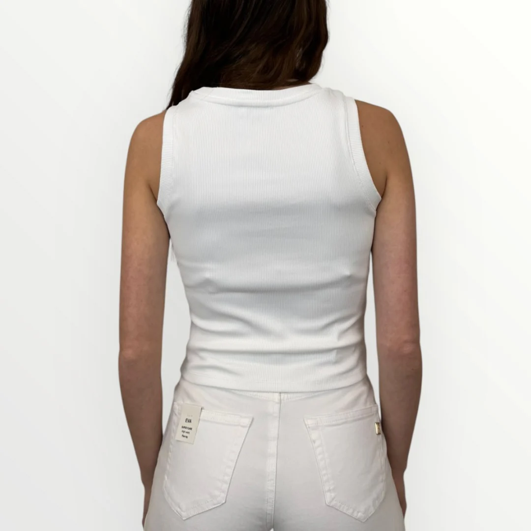 FRACOMINA - CANOTTA SLIM CON LOGO DI BRILLANTI - Image 6