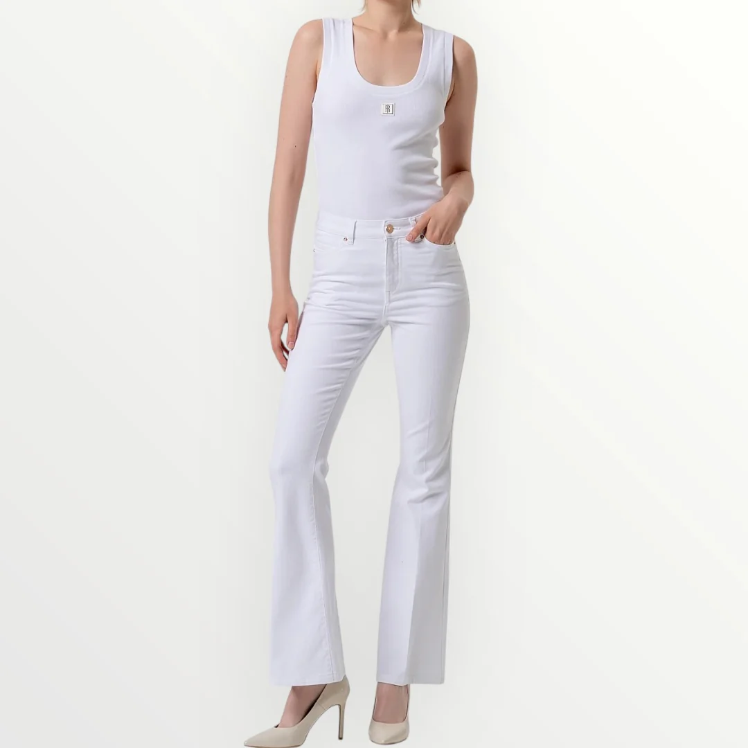FRACOMINA - JEANS A ZAMPA IN TESSUTO STRETCH