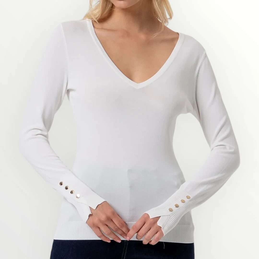 FRACOMINA - MAGLIA SLIM CON SCOLLO A V
