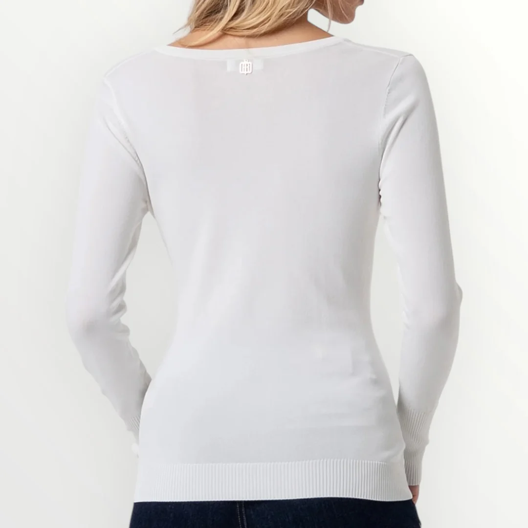 FRACOMINA - MAGLIA SLIM CON SCOLLO A V - Image 2