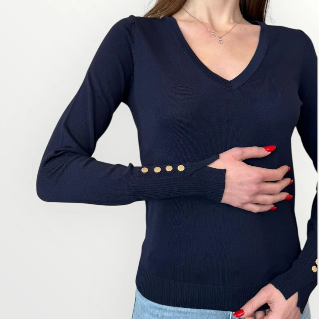 FRACOMINA - MAGLIA SLIM CON SCOLLO A V - Image 6