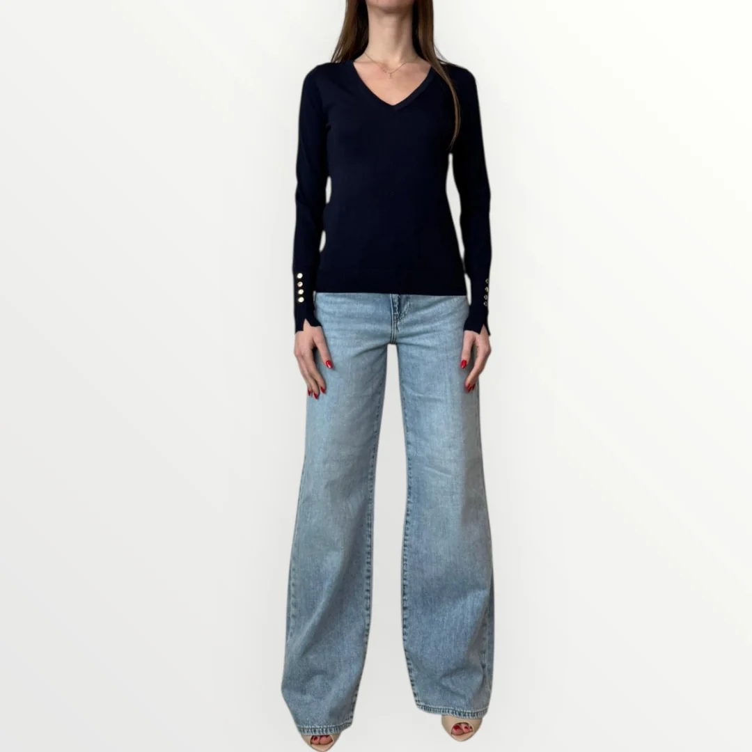 FRACOMINA - MAGLIA SLIM CON SCOLLO A V - Image 7