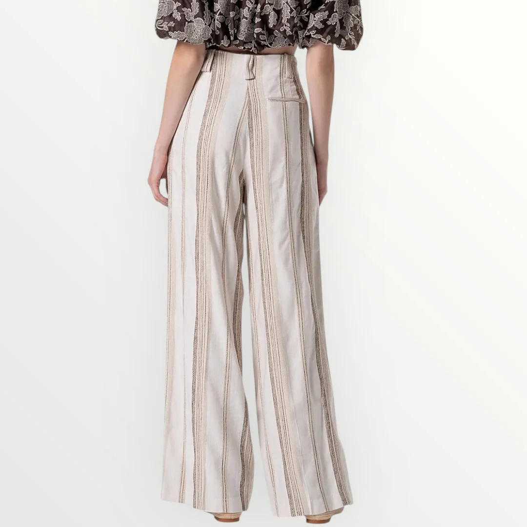 FRACOMINA - PANTALONE A PALAZZO A RIGHE - Image 2