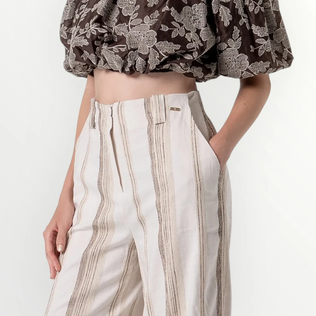 FRACOMINA - PANTALONE A PALAZZO A RIGHE - Image 3