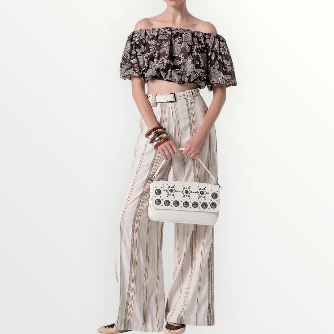 FRACOMINA - PANTALONE A PALAZZO A RIGHE - Image 4