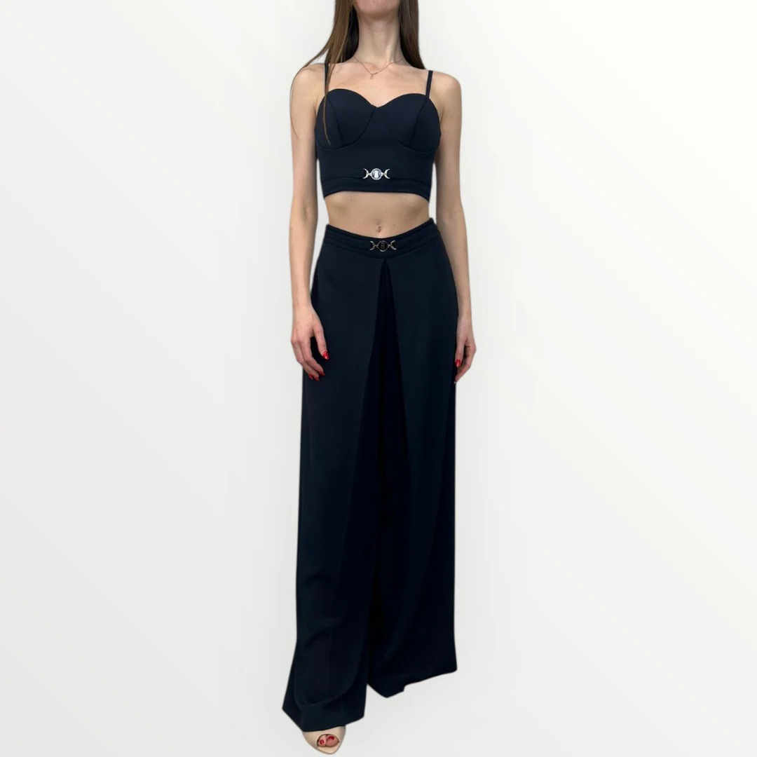 FRACOMINA - PANTALONE A PALAZZO CON PIEGA - Image 3