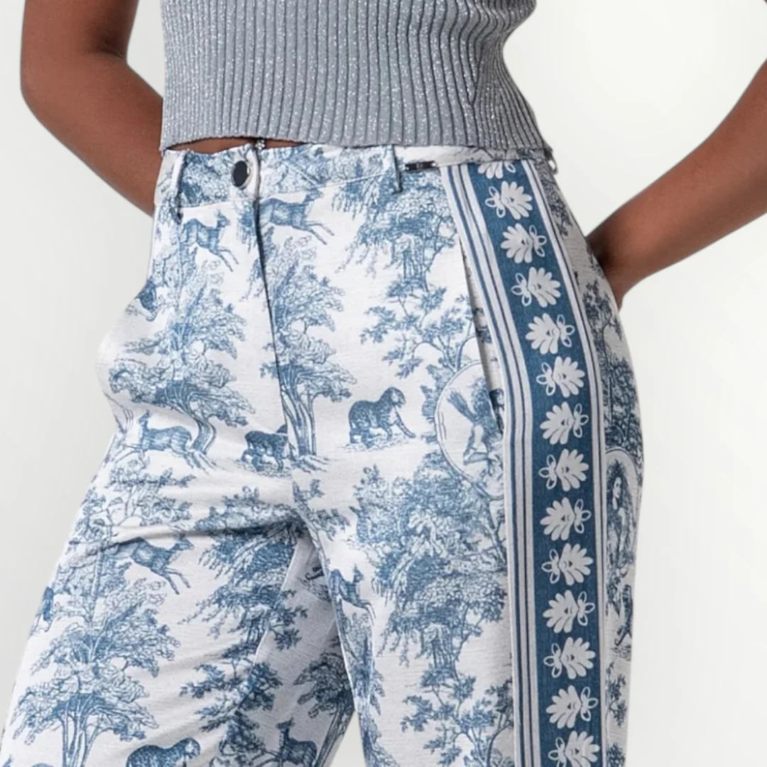 FRACOMINA - PANTALONE A PALAZZO IN FANTASIA - Image 3