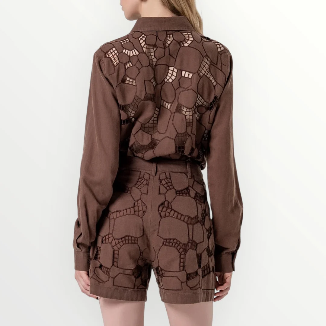 FRACOMINA - SHORT CON RICAMI IN LINO - Image 3