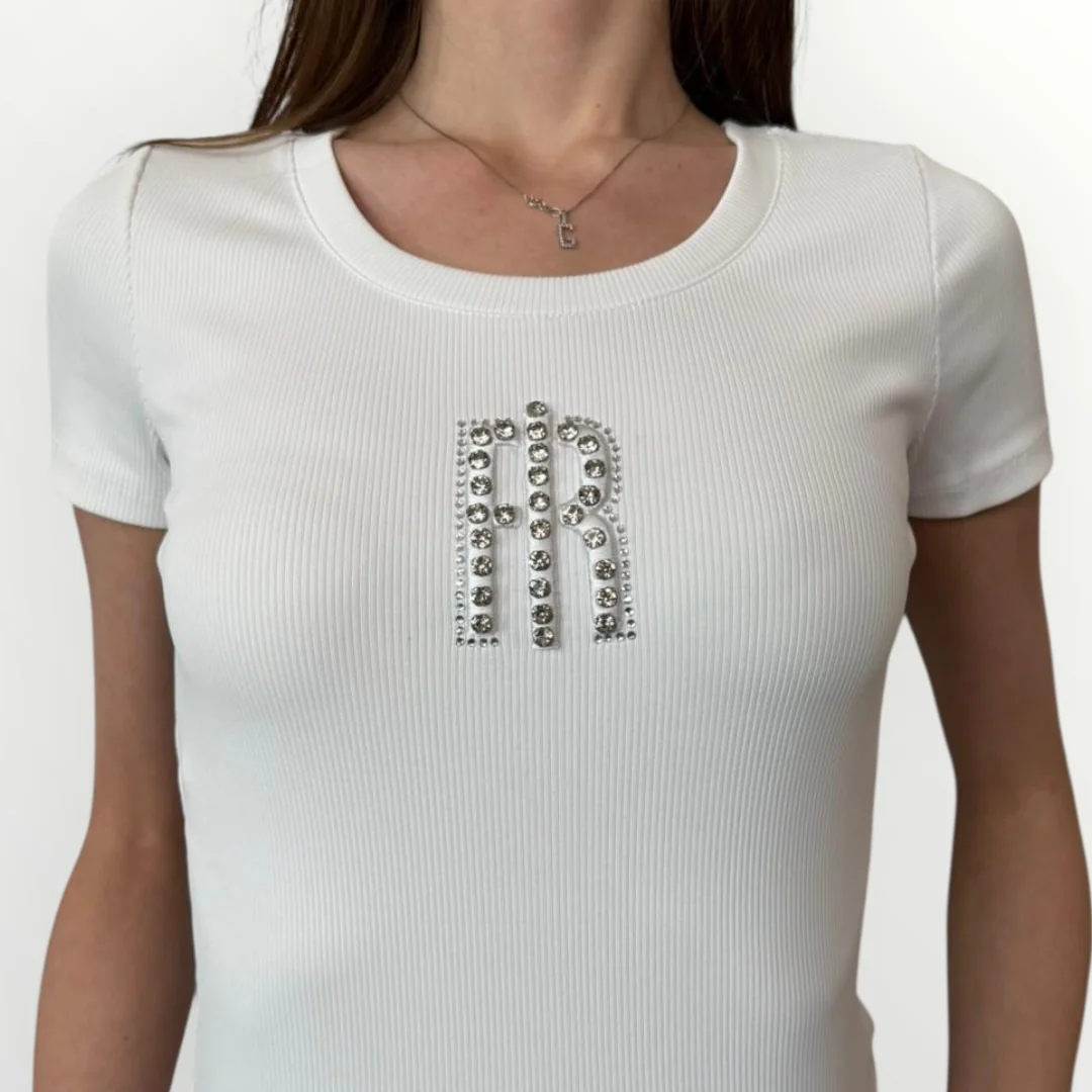 FRACOMINA - T-SHIRT CON LOGO DI BRILLANTI - Image 3