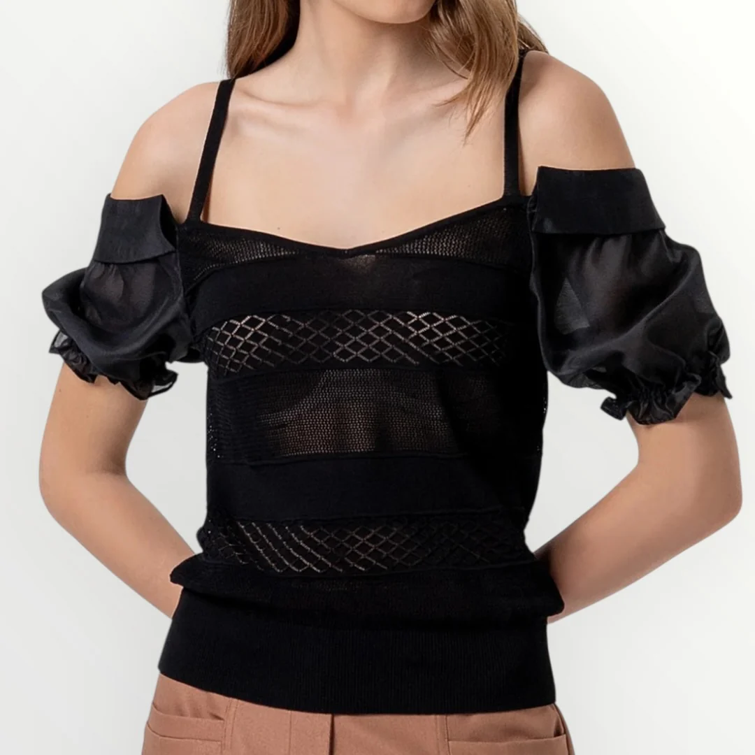 FRACOMINA - T-SHIRT SLIM TRAFORATA