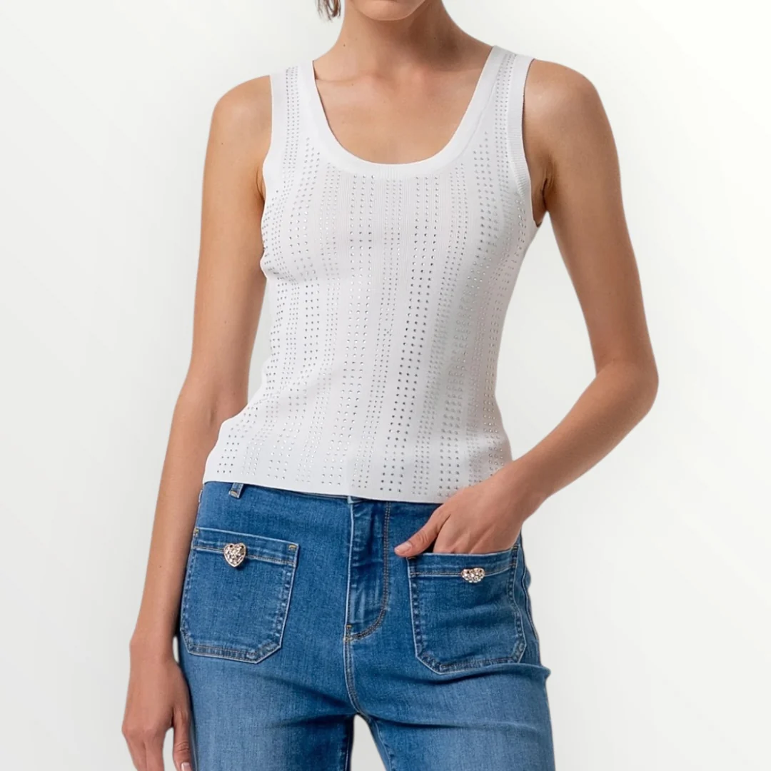 FRACOMINA - TOP IN MAGLIA CON BRILLANTINI