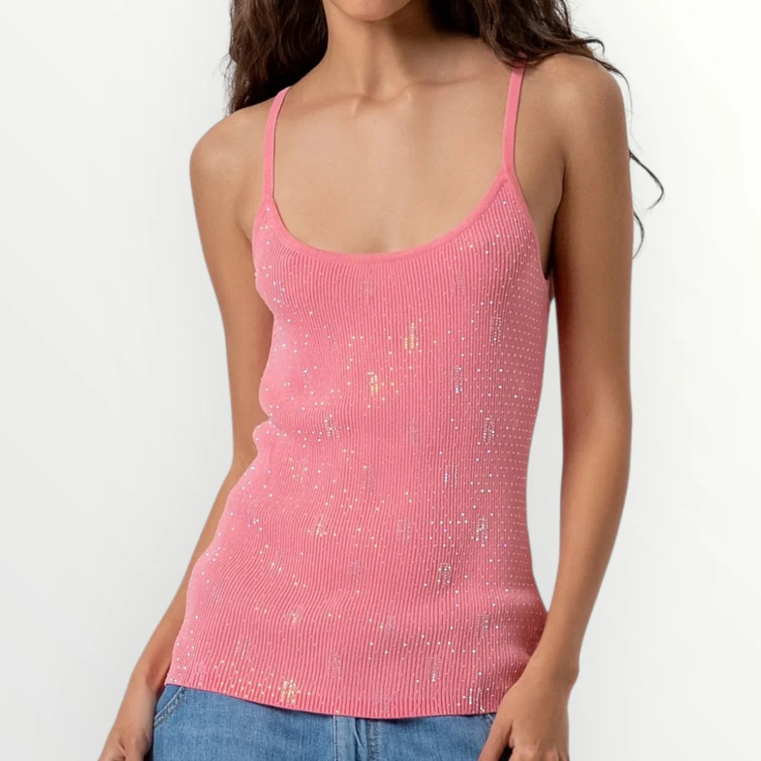FRACOMINA - TOP SLIM A COSTINA CON STRASS - Image 7