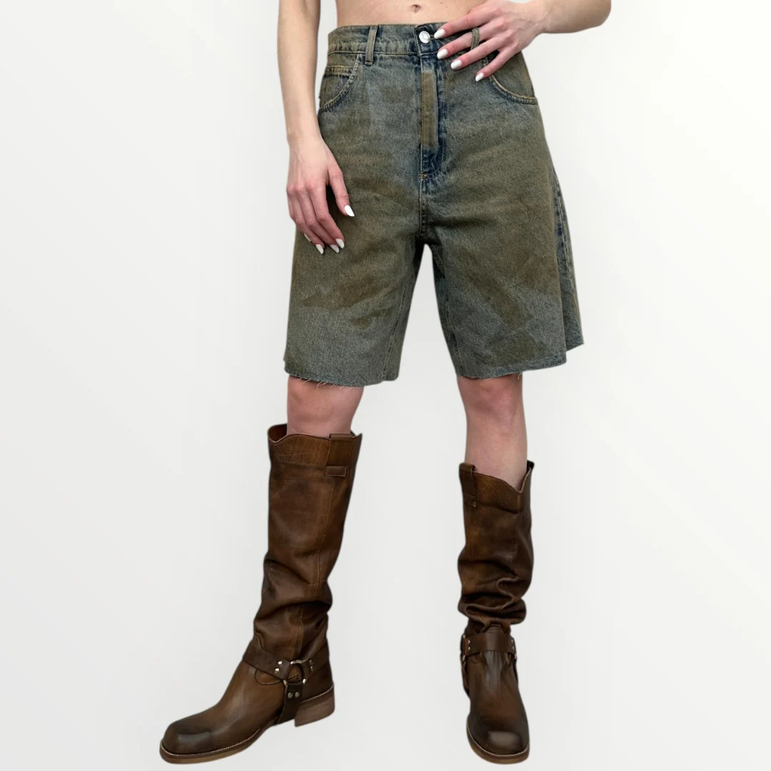 HAVEONE - BERMUDA IN DENIM SPENNELLATO