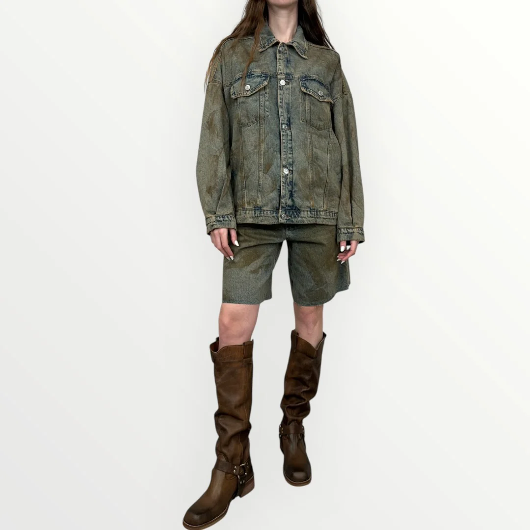 HAVEONE - BERMUDA IN DENIM SPENNELLATO - Image 3
