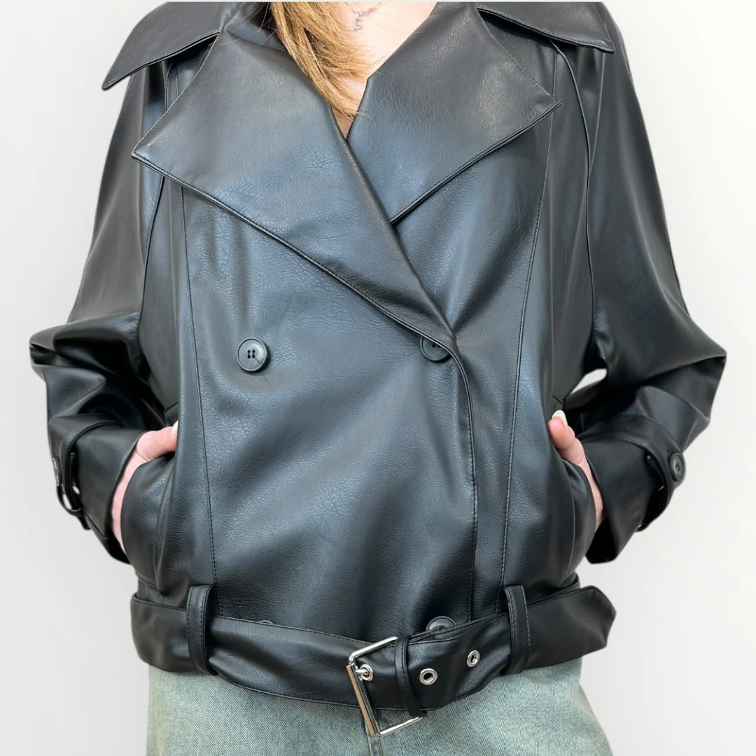 HAVEONE - BOMBER DOPPIOPETTO CON CINTURA - Image 6