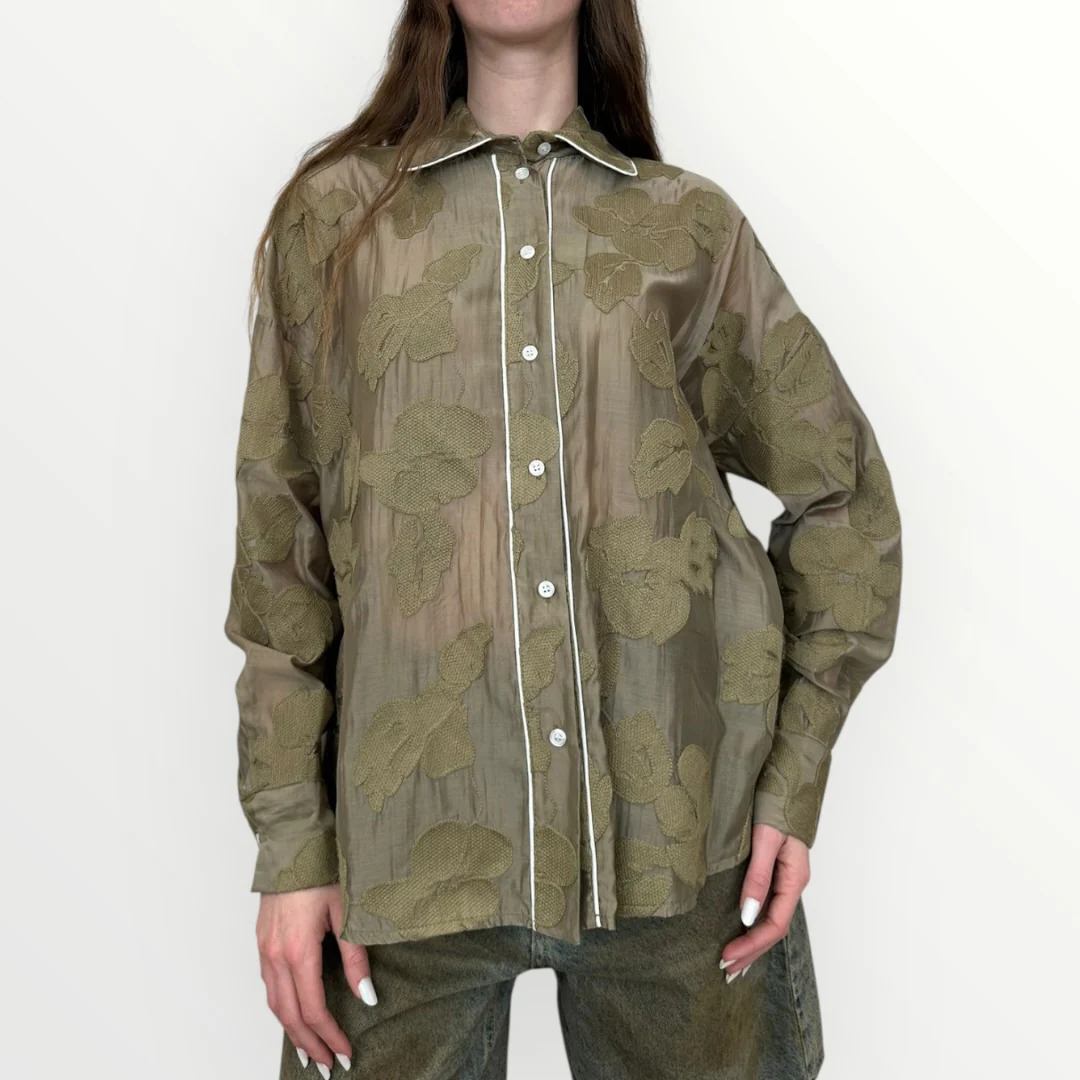 HAVEONE - CAMICIA CON ROSE RICAMATE