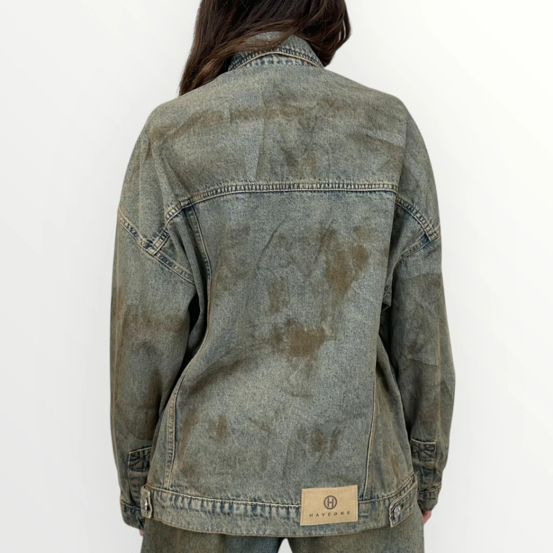 HAVEONE - GIACCA IN DENIM SPENNELLATO - Image 2