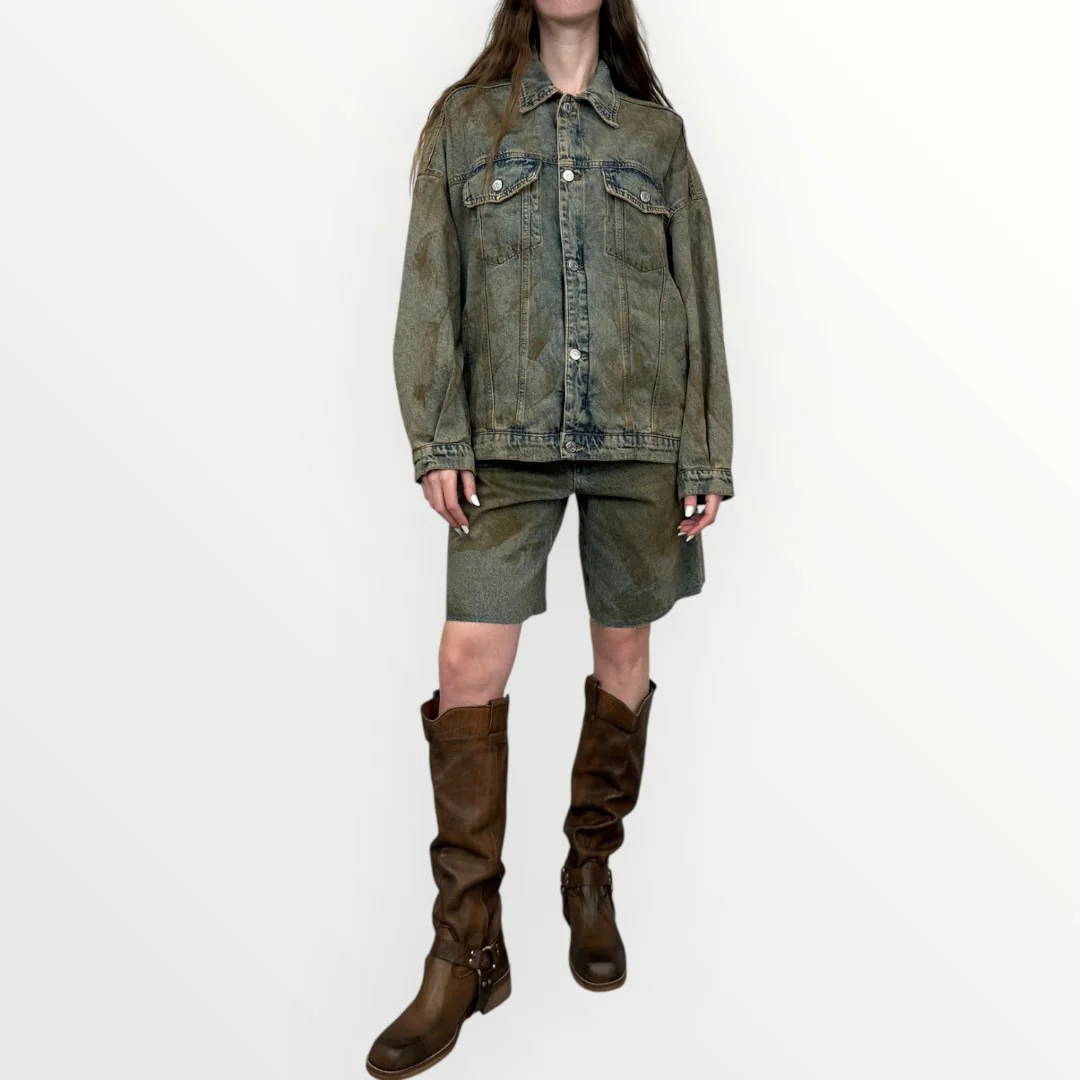 HAVEONE - GIACCA IN DENIM SPENNELLATO - Image 3