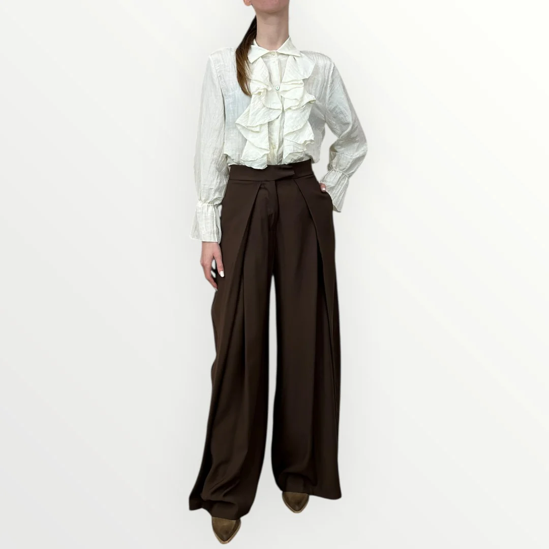 HAVEONE - PANTALONE AMPIO CON PINCES - Image 5