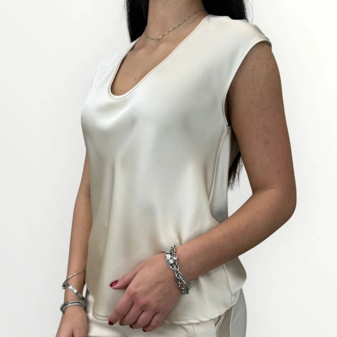 IMPERIAL - BLUSA SMANICATA IN RASO - Image 3