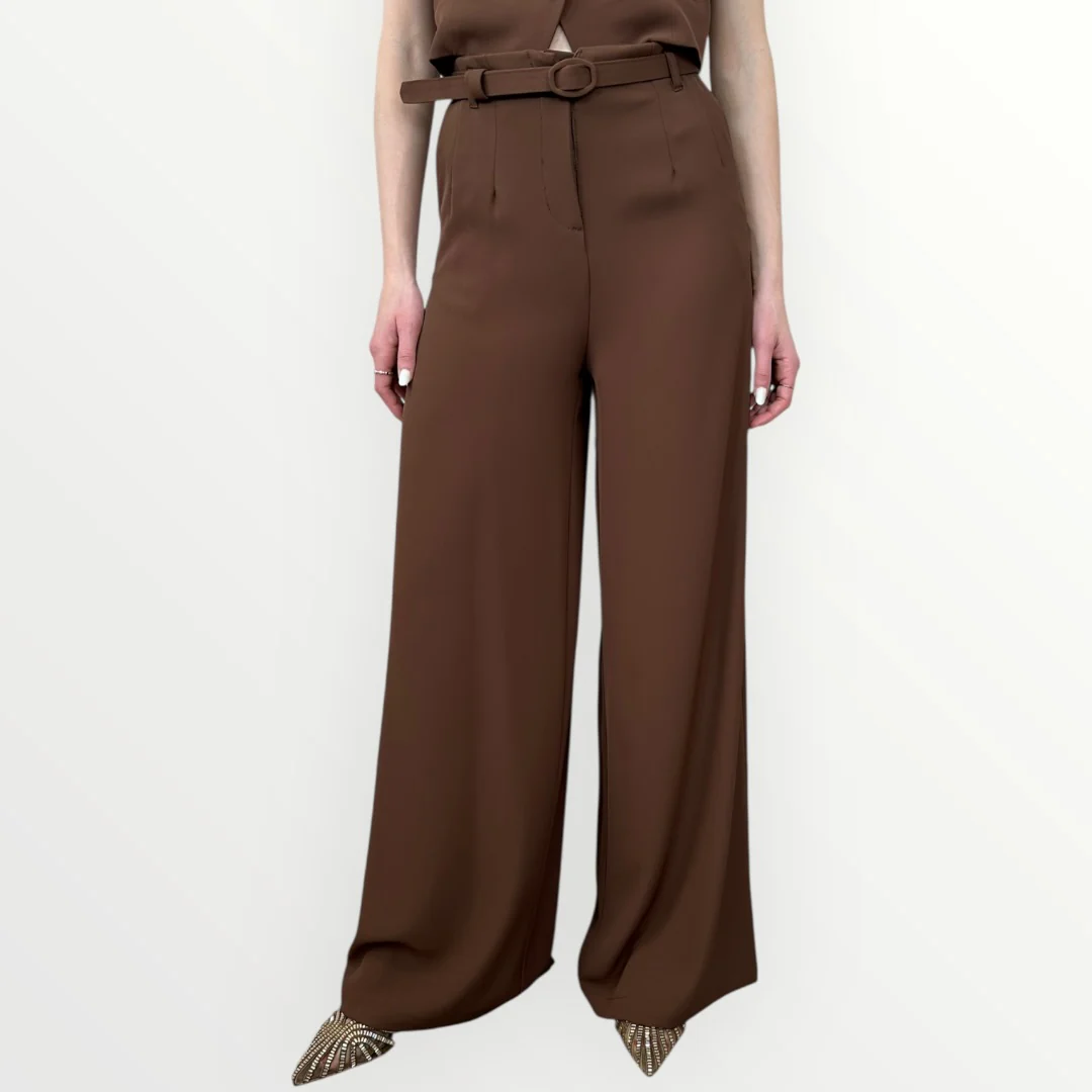 IMPERIAL - PANTALONE A PALAZZO CON CINTURA - Image 4