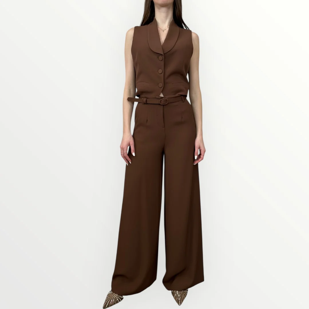 IMPERIAL - PANTALONE A PALAZZO CON CINTURA - Image 6