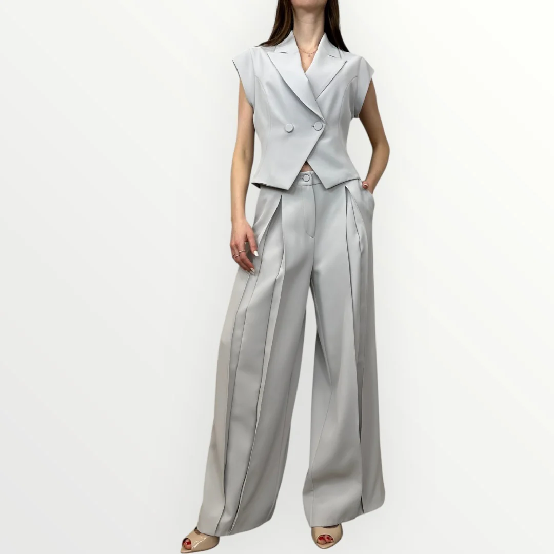 IMPERIAL - PANTALONE A PALAZZO CON PINCES - Image 3