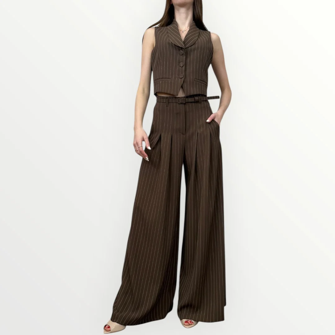 IMPERIAL - PANTALONE GESSATO A PALAZZO - Image 6