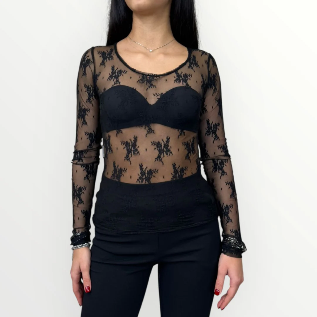 IMPERIAL - T-SHIRT A MANICA LUNGA IN PIZZO