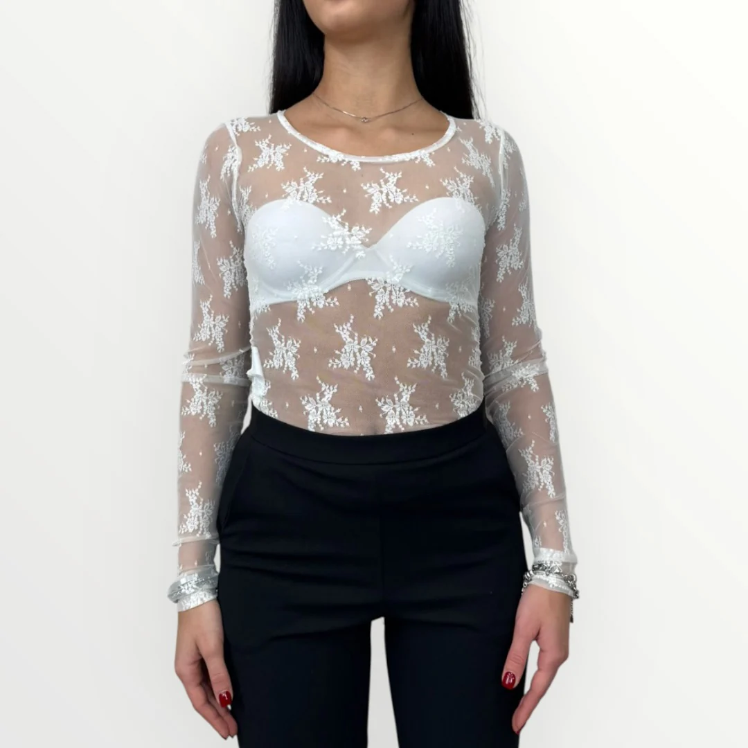 IMPERIAL - T-SHIRT A MANICA LUNGA IN PIZZO - Image 11