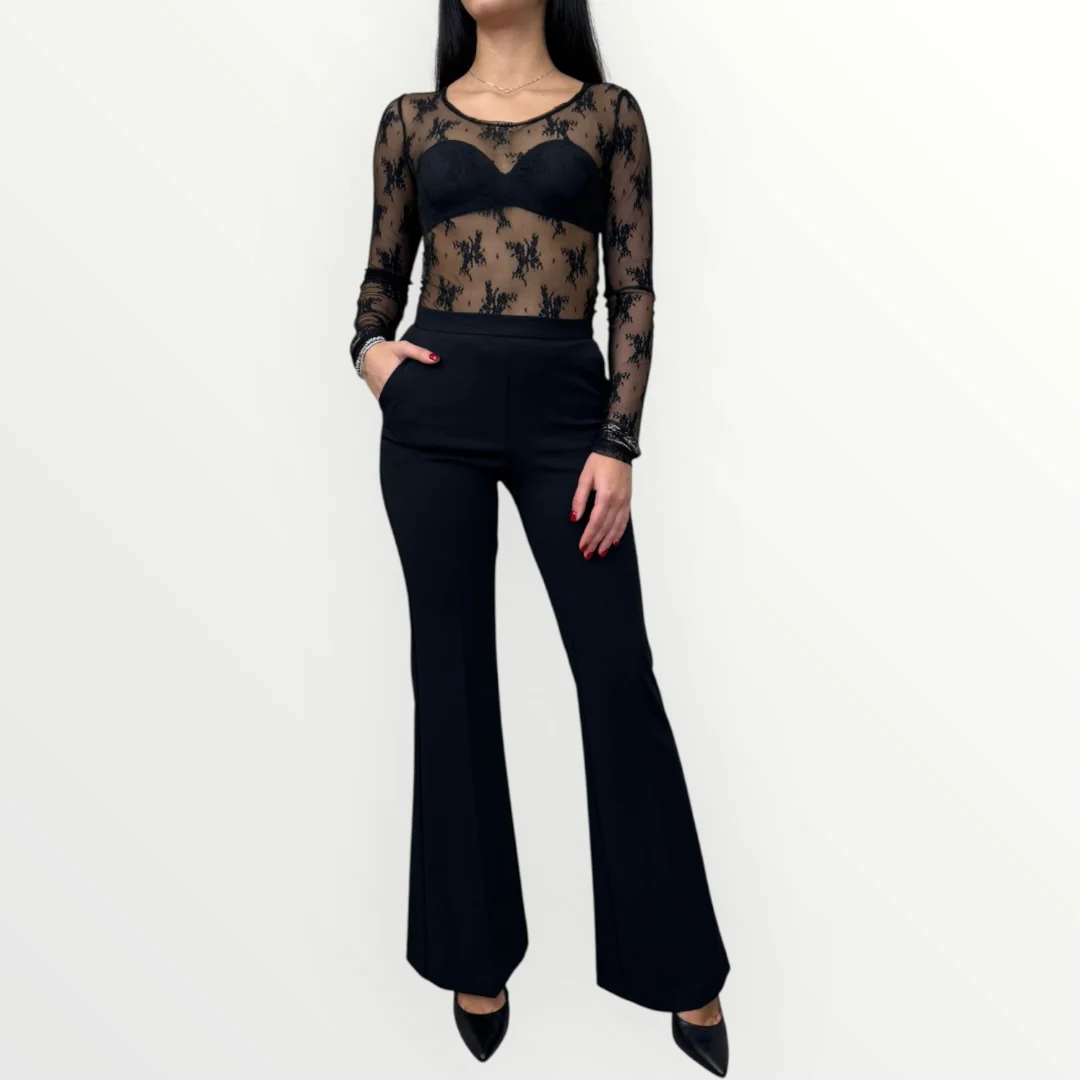 IMPERIAL - T-SHIRT A MANICA LUNGA IN PIZZO - Image 4