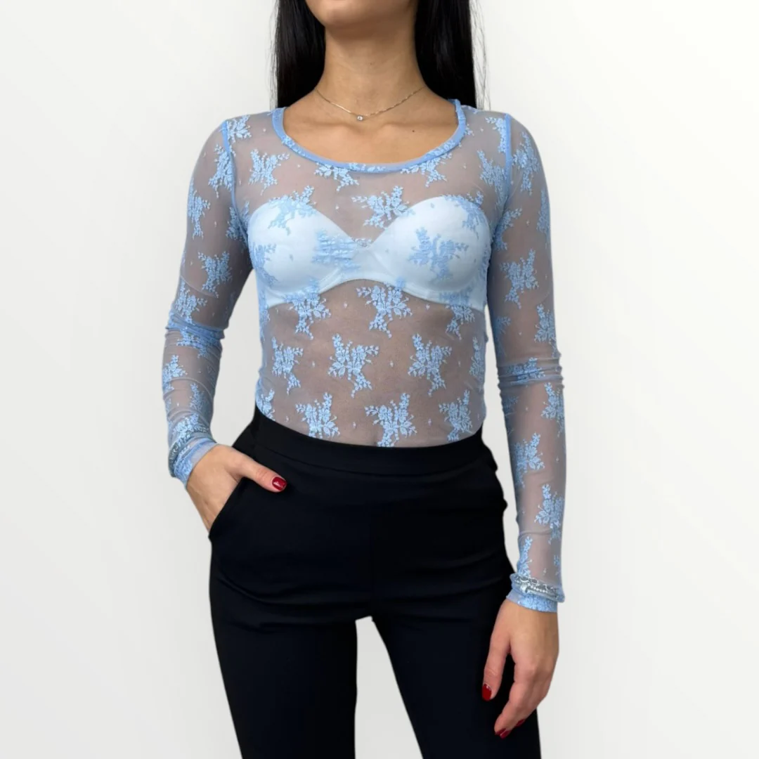 IMPERIAL - T-SHIRT A MANICA LUNGA IN PIZZO - Image 7