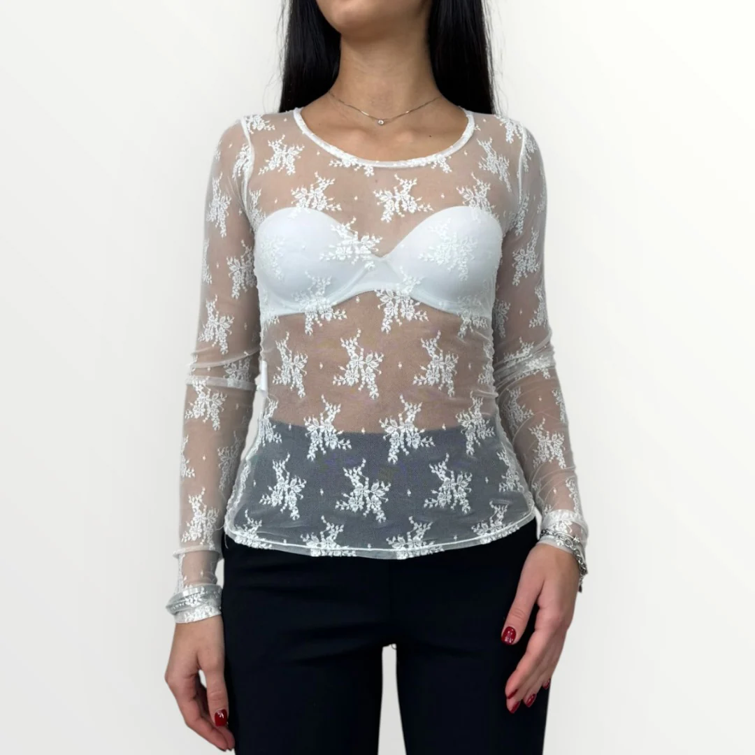 IMPERIAL - T-SHIRT A MANICA LUNGA IN PIZZO - Image 9