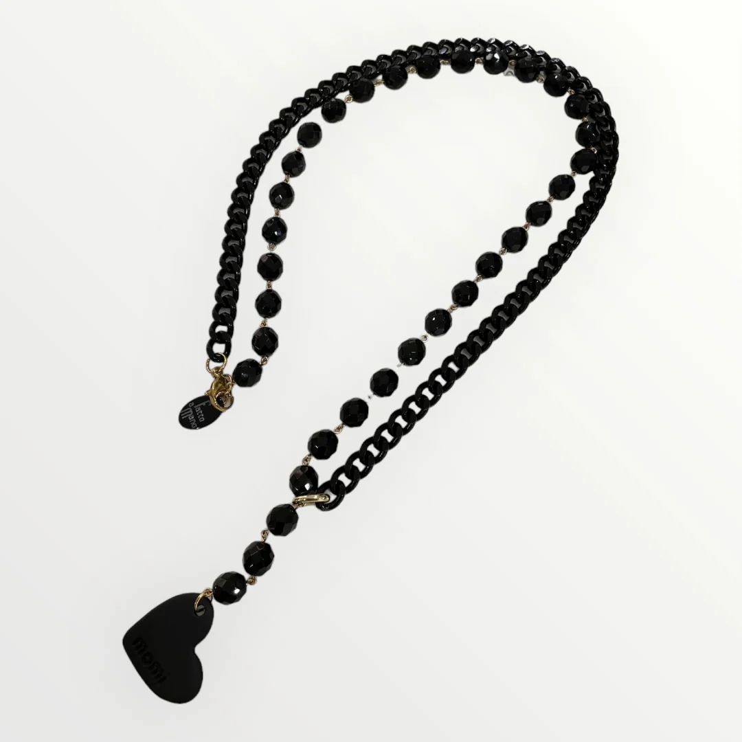 MOMI - COLLANA FRANCESCA GOMMA LUNGA CUORE