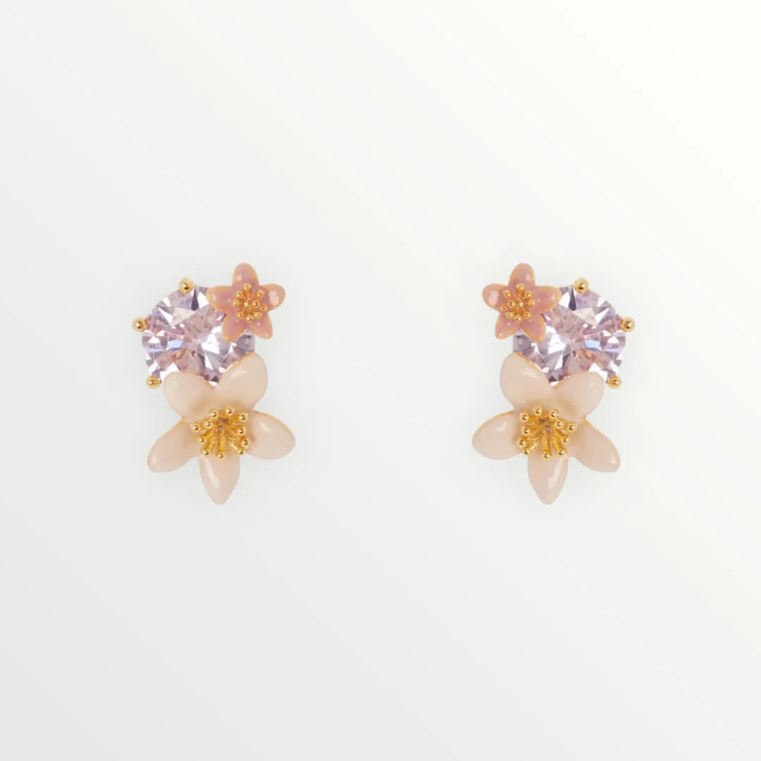 SODINI - ORECCHINO CRISTALLO E DUE FIORI