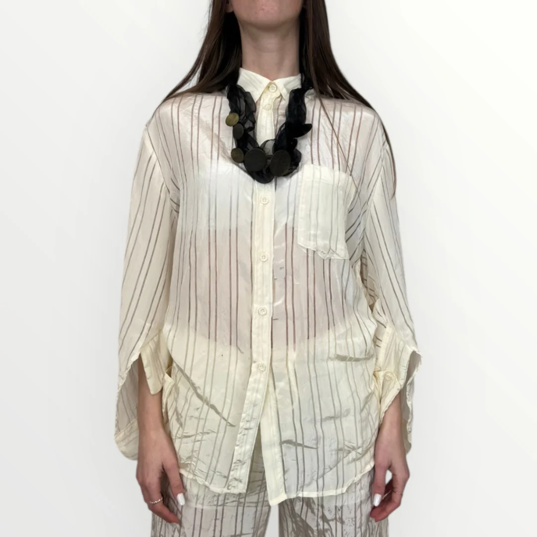 SOUVENIR - CAMICIA RIGATA CON TRASPARENZE