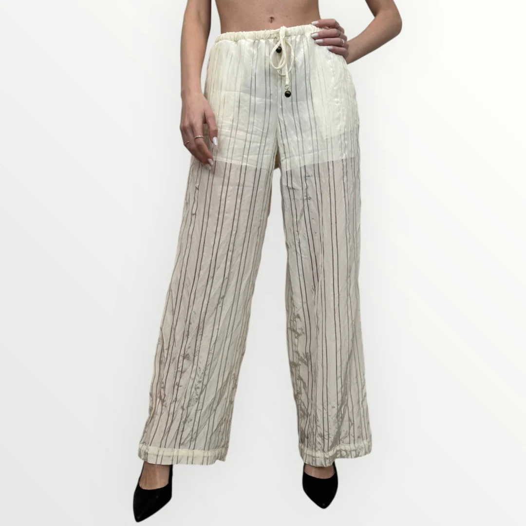 SOUVENIR - PANTALONE RIGATO CON TRASPARENZE